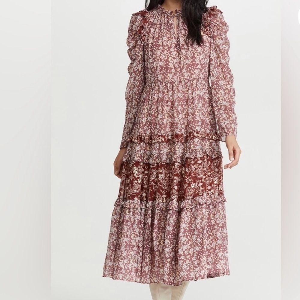 En Saison Floral Tiered Long Sleeve Dress